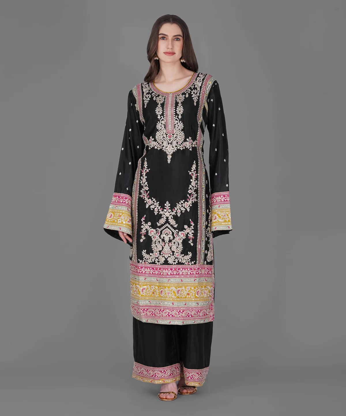 black-embroidered-straight-kurta-set-angle