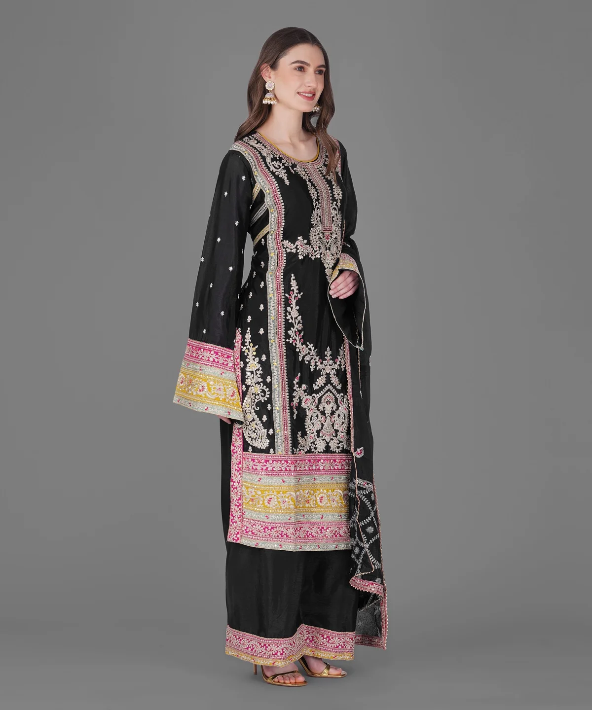 black-embroidered-straight-kurta-set-side
